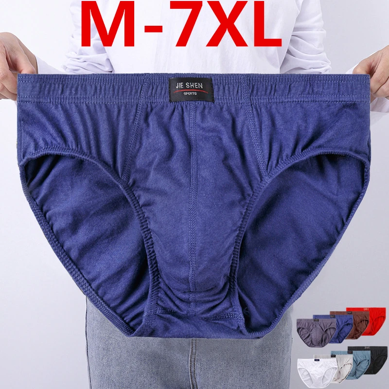 YOUNAXIN Men\'s Big Size Underwear Male Briefs Cotton Knickers Sexy Panties Solid Colors Underpants L XL 2XL 3XL 4XL 5XL 6XL 7XL