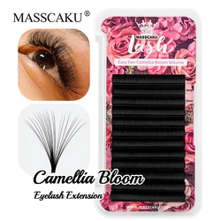 MASSCAKU 0.05/0.07/0.10mm Easy Fanning Lashes Extension Professional Handmade Matte Black Fast Blooming Eyelashes Mekeup Tools