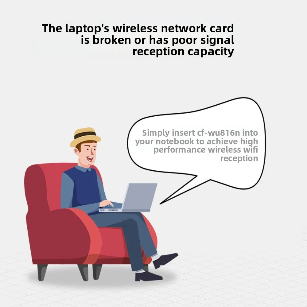 Adaptor WiFi USB Mini CF-WU816N Tahan Lama 150Mbps 2.4G Kartu Jaringan USB Transmisi Mini Penerima WiFi Nirkabel PC/Laptop