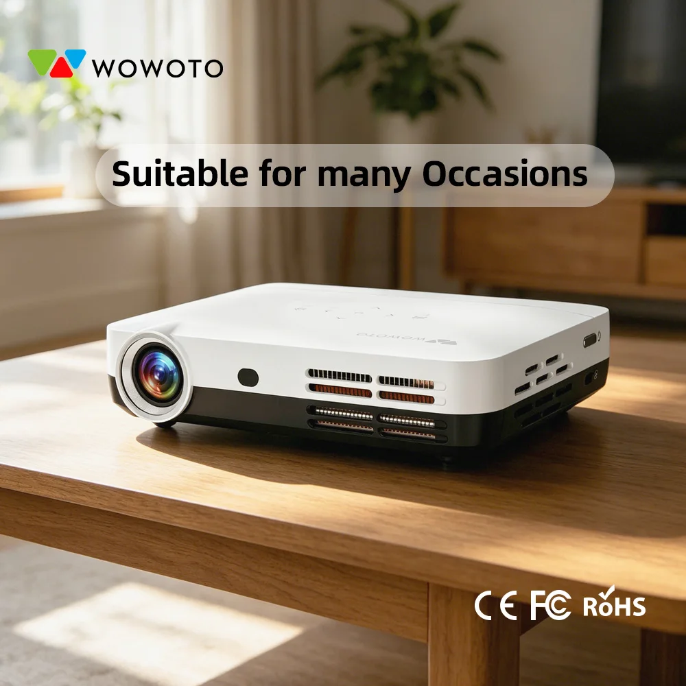 WOWOTO Portable Mini Home Theater Projector 450ANSI Lumens WIFI BT Android Pico Smart Video Beam Smart Mini Video Beam Projector