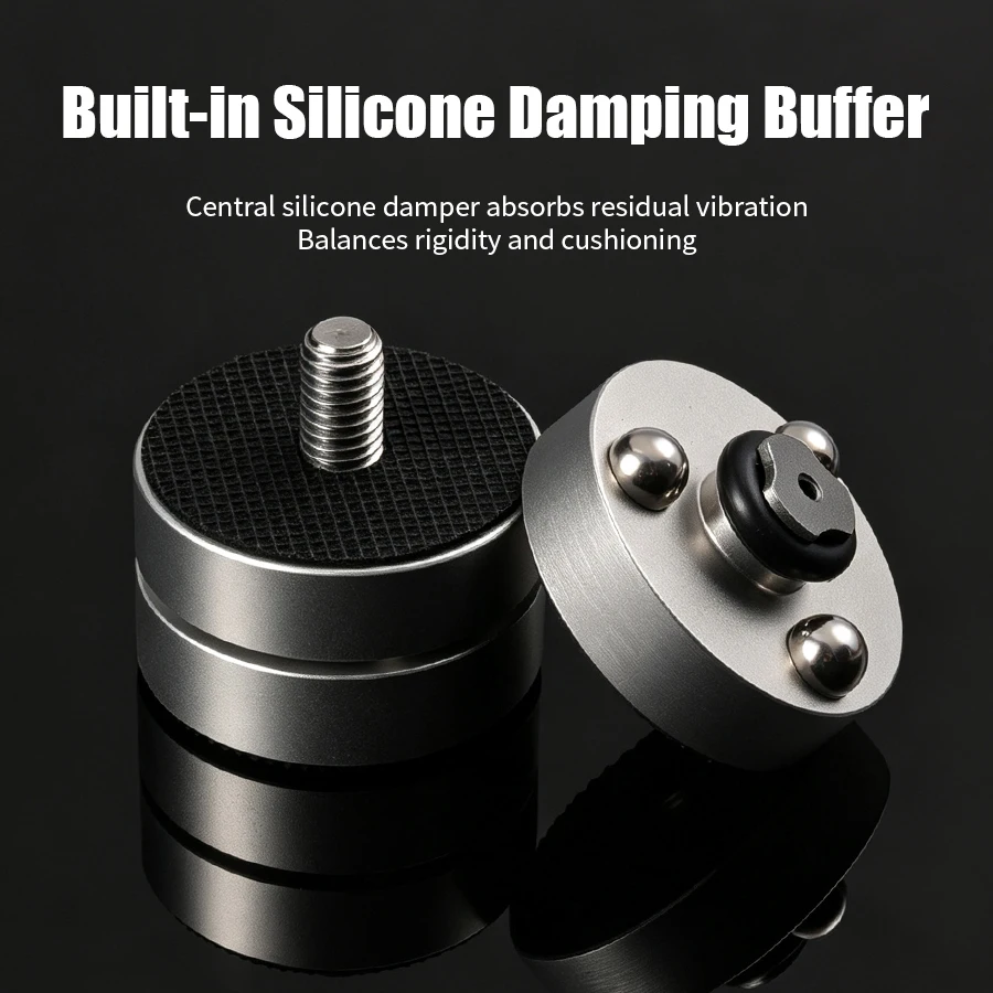4 Stück Audiophile Lautsprecher-Isolationsspikes, Verstellbare Stoßdämpfende Füße aus Aluminiumlegierung für HiFi-Verstärker, Mixer, Plattenspieler, CD-Player – Detail 4