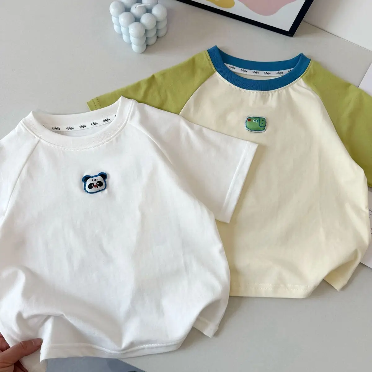 

Children Boys Short Sleeve Tees Summer Kids Babys Boys Animal Pattern Top Loose Versatile Spliced Raglan Sleeve T-shirt For 1-6Y