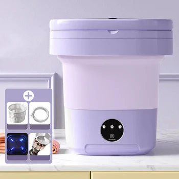10 L Portable Washing Machine with Timer Folding Washing Machine Laundry Cleaning Washer for Apartment Laundry Camping RV Travel