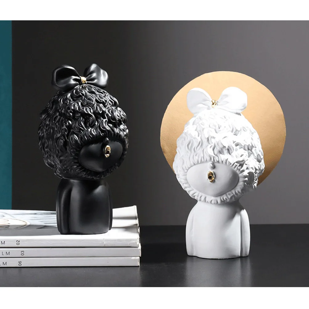 

Resin Girl Decorative Sculpture Home Office Baby Statue Bowknot Ornaments Gifts Resin Girl Decorative Sculpture