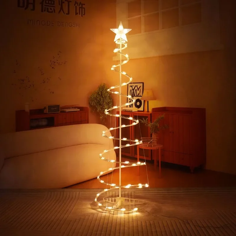 Foldable Christmas Tree Floor Lamp 2024 Home Decoration Retractable Section Decoration Room Arrangement Atmosphere Mood Light