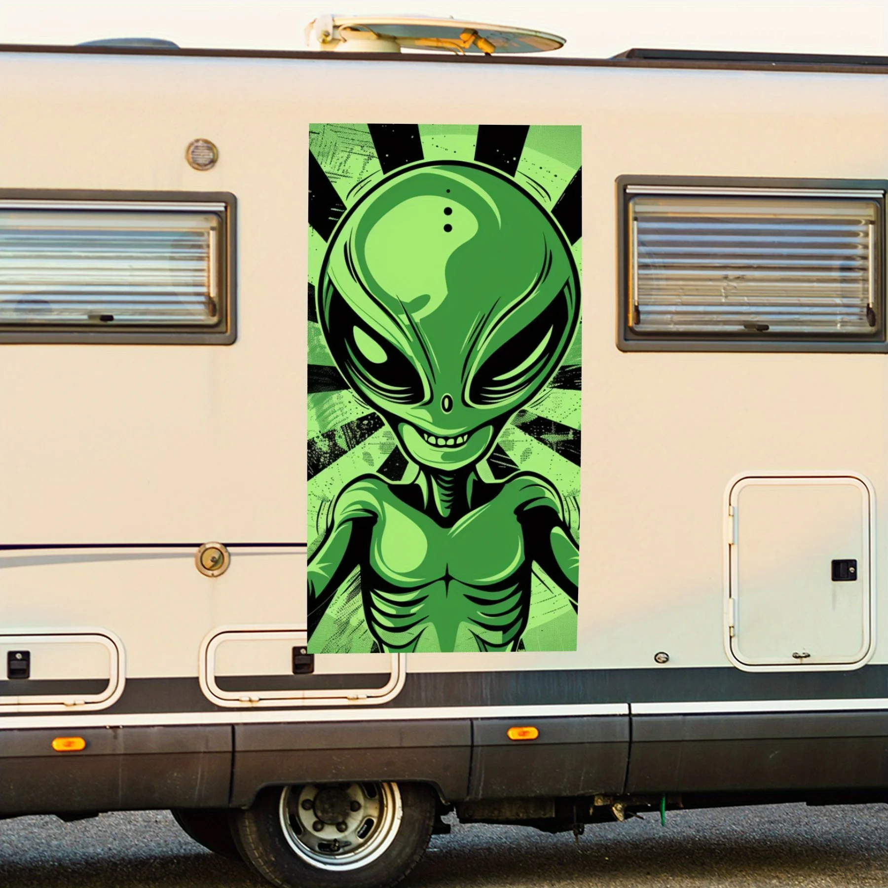Alien Peace Sign Decal,Vinyl Decal for motorhome car door, Waterproof Self-Adhesive Vinyl Stickers for Vehicle Tail and Bumper,