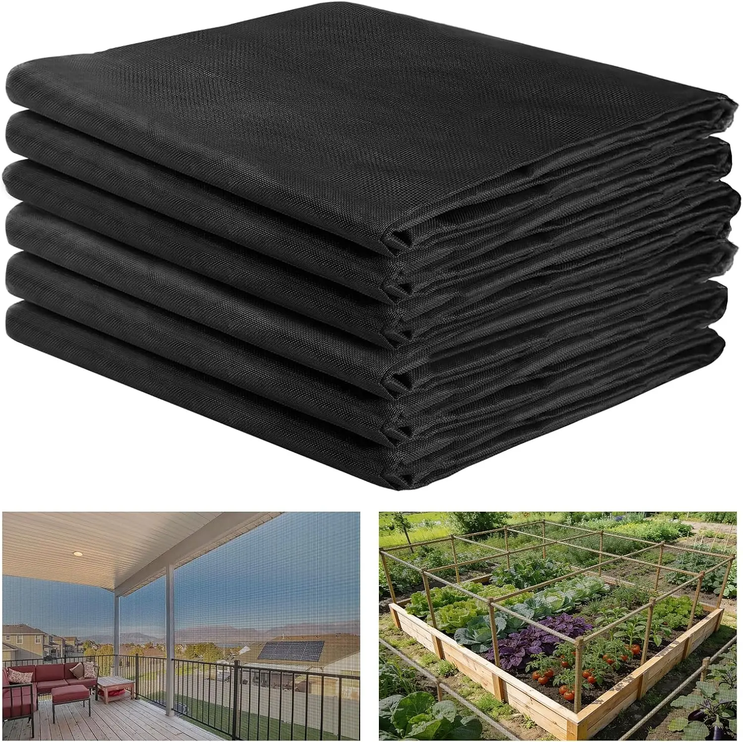 

10x50ft Stronger Garden Mesh Netting - Fine Bird Barrier & Mosquito Screen, 33% Shade for Plants, Black