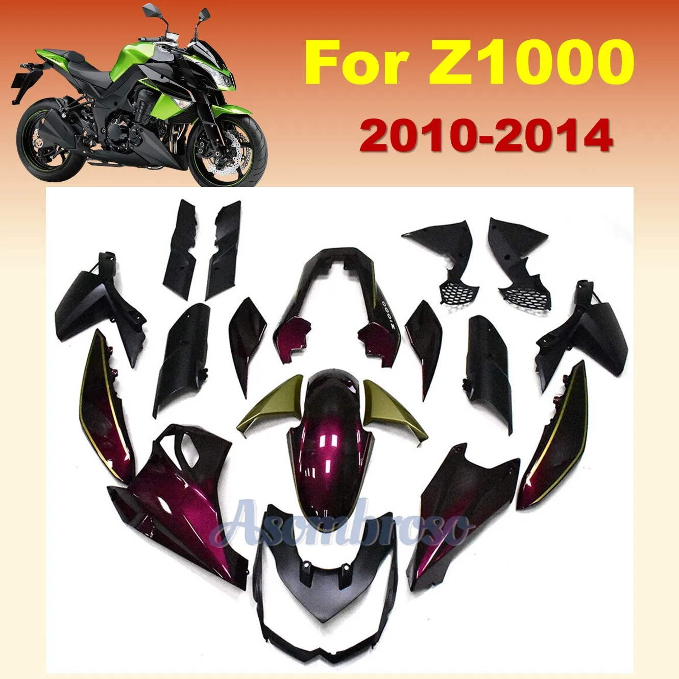 Complete Fairing kit For  Z1000 2010 2011 2012 2013 2014 Street Motorcycle Parts Body Change Purle Fairings set