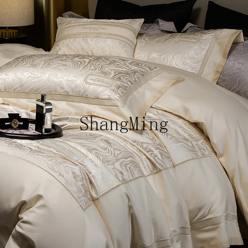 

DSA four-piece exquisite embroidery soft skin-friendly bedding rounded corner bed sheet mattress model