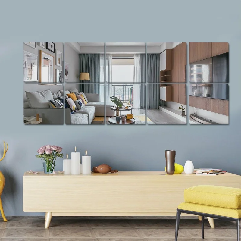 6Pcs 15CM Square Acrylic Mirror Stickers Acrylic Mirrors Wall Decorations Bedroom Bathroom Home Decoration Accessories