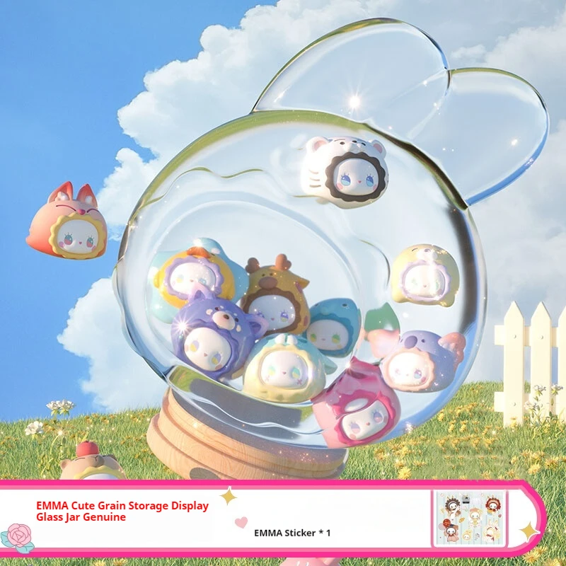 

EMMA Secret Forest RUA RUA ZOO Animal Cute Soft Rabbit Sound Glass Jar Storage Display Toy Trendy Blind Box Display Case