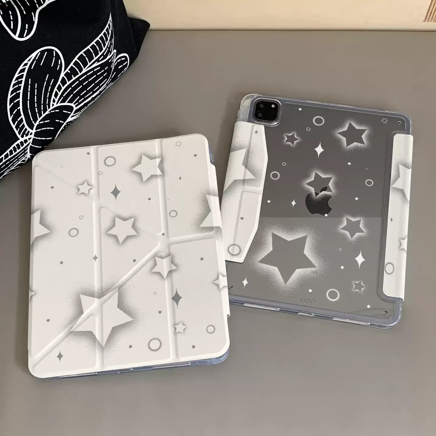 Ins Beige Star Circle Tablet Case For iPad Pro 11 12.9 13 M2 M4 M3 M5 Shell 8.3 9.7 10.2 5/6/7/8/9/10/11th Air 3 4 5 6 7 Cover