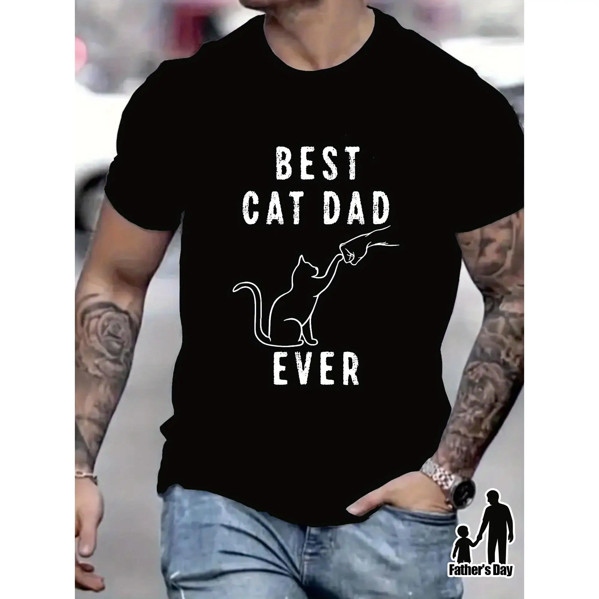 

Funny Cat Dad T-shirt Best Cat Dad Ever Graphic Tee Cat Lover Gift for Men Pet Owner Fathers Day Top