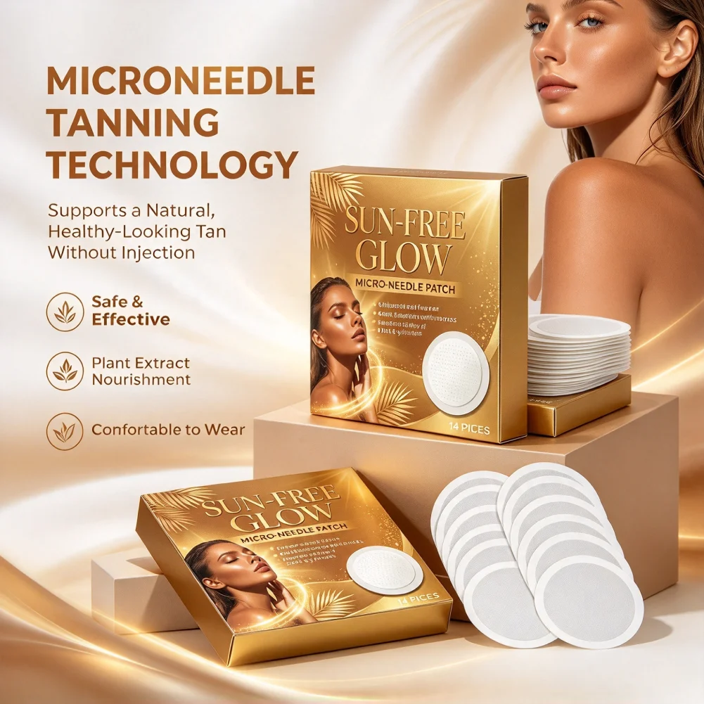 Sun-Free Tanning Microneedle Patch Thin Breathable Fits Face & Body Curves Natural Self Tan No Injection for All Skin Types