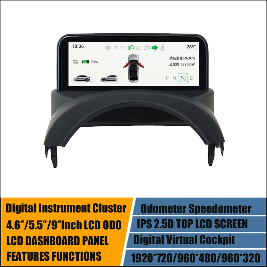 

HD LCD Digital Virtual Cockpit Instrument Cluster Dashboard For Tesla Model Y 3 2017-2023 Auto Wireless Mirrorlink Mini Screen