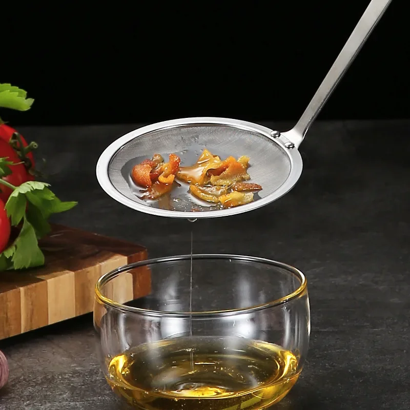 

304 Stainless Steel Large Skimmer Fine Mesh Filter Spoon Colander Multifunction Flour Sieve Kitchen Gadgets