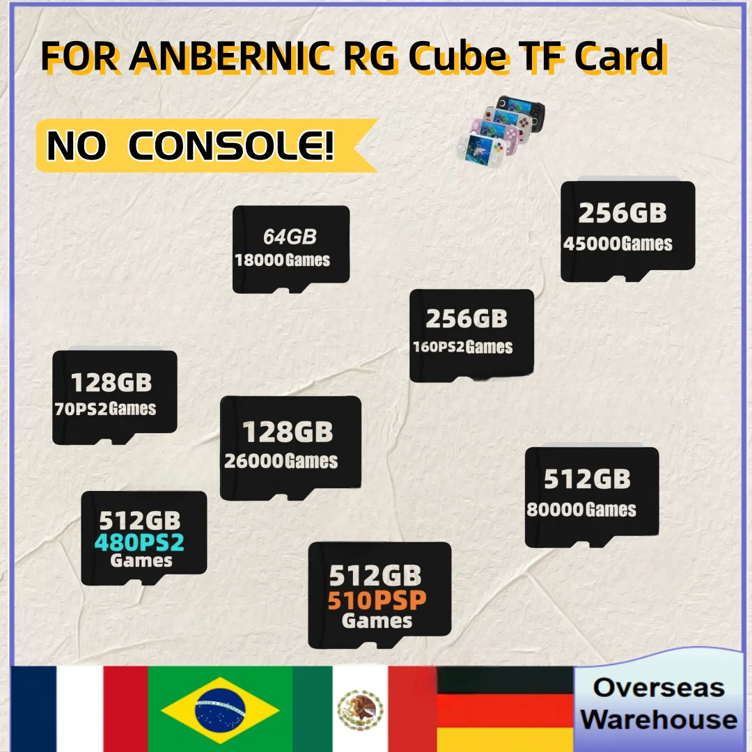 

FOR ANBERNIC RG Cube TF Card Handheld Gaming Console Portable Handheld Game Memory Card Gaming 512G 80000 Games PS2 PSP Gift