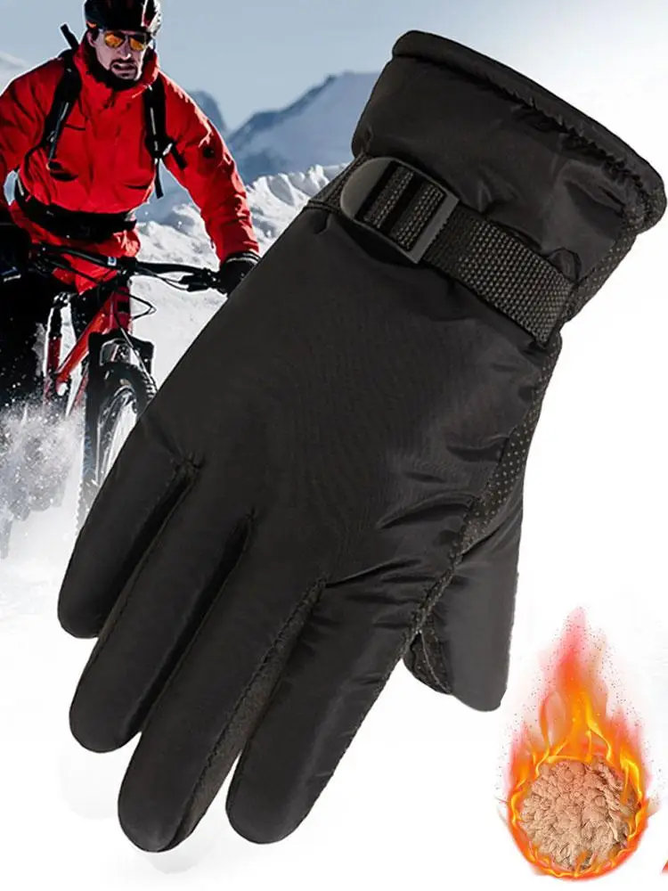 AliExpress NONE Thicken Winter Cycling Gloves Men Outdoor Waterproof Skiing Riding Motorcycle Warm Mitten Non-slip Glove Thermal Sport Mittens