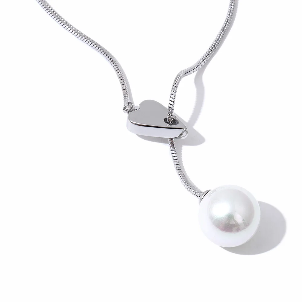 NiNice Stainless Steel Necklace Lmitation Pearl Design Fashionable Pendant Adjustable Selected JJewelry Gift Wholesale