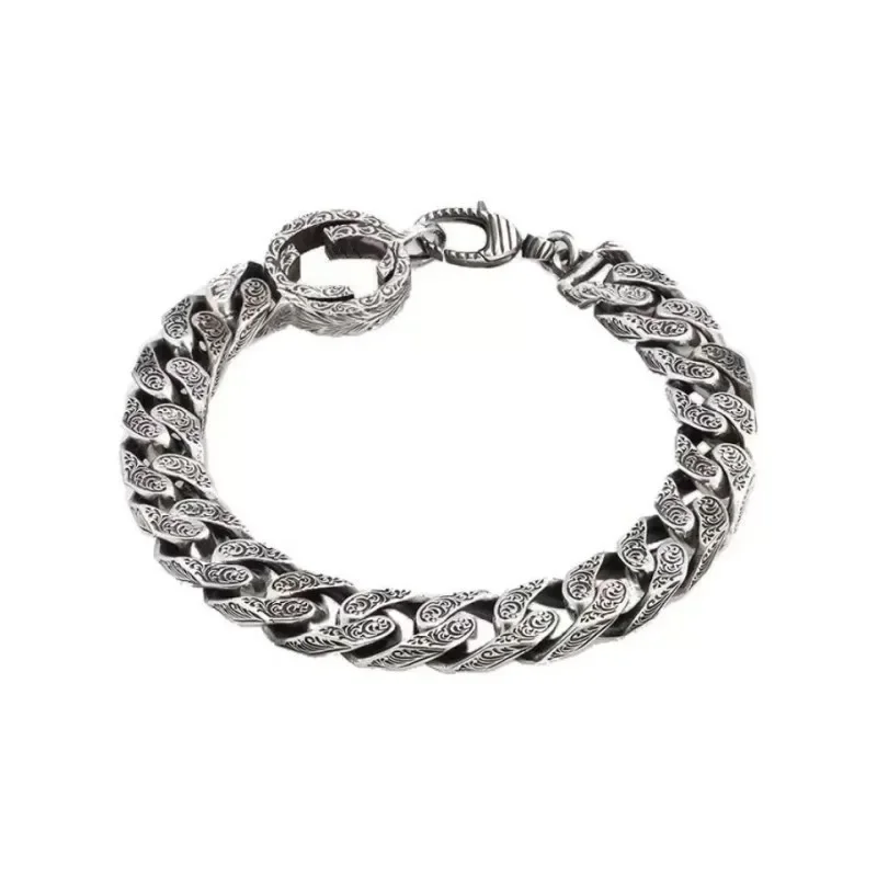 

S925 Sterling Silver Vintage Bracelet with Enamel Tiger Head Snake Shape