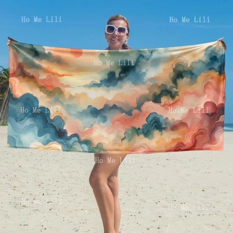 Éthéré flux plage coloré aquarelle Design harmonieux artistique esthétique tranquille décor à la maison Serene serviette de bain bio