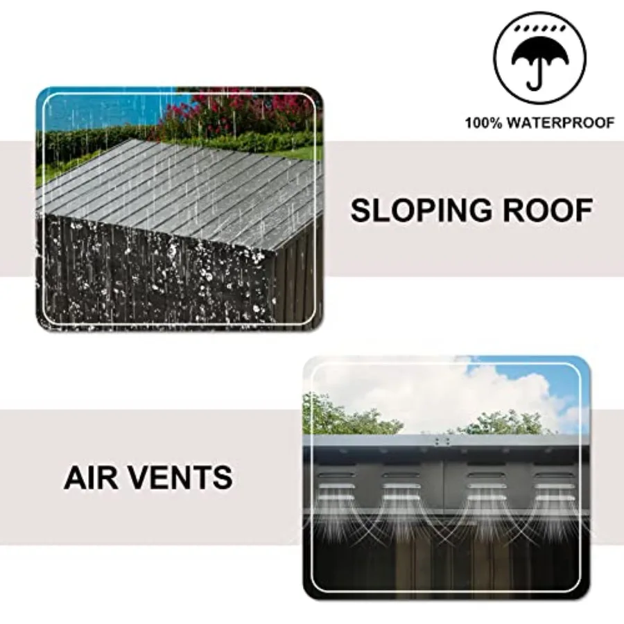 سقيفة تخزين خارجية من دومي مقاس 6 × 4 بوصة، سقيفة أدوات معدنية مقاومة للماء، منزل تخزين المرافق مع أبواب مزدوجة قابلة للقفل، فتحة تهوية للخلف #4