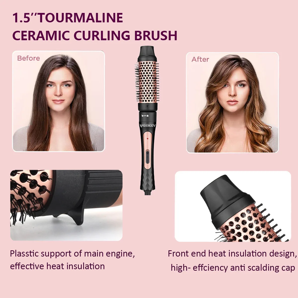 4 in 1 Curling Iron Equipped With Electric Hair Brushes Hot Air Comb Fast Heating Up Crimper Wand Curler Salon Curly Hair Iron