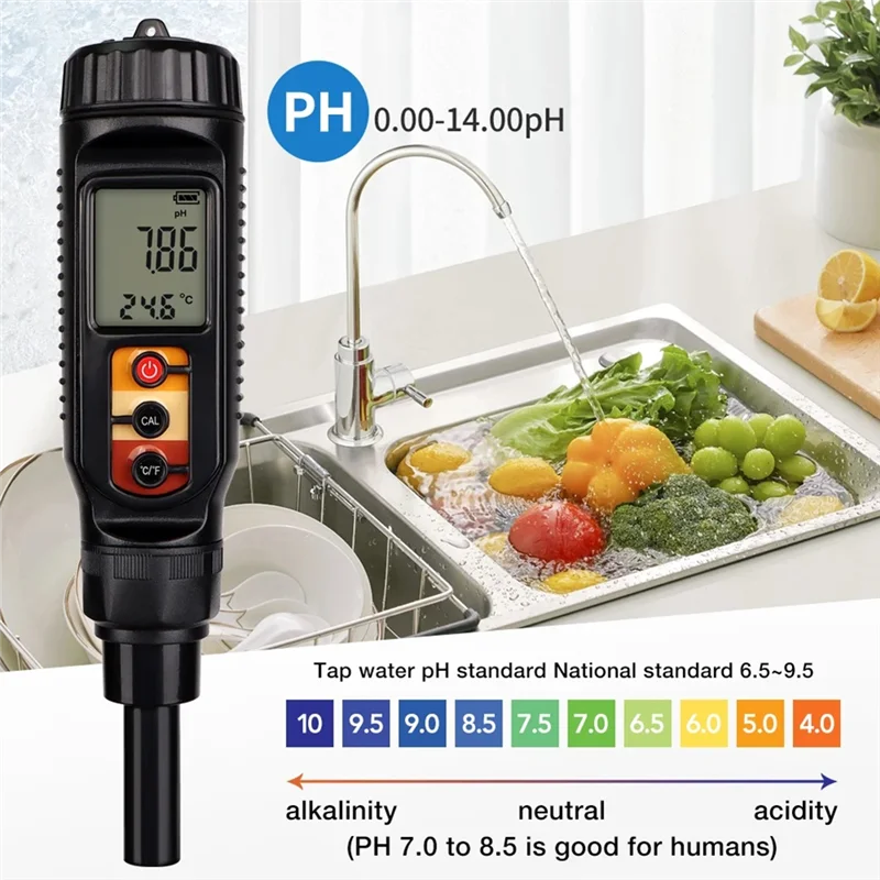 A66F-Food Grade PH Meter Soil Dough PH/Temperature Detector For Meat Cheese Bread Analyzer Meter