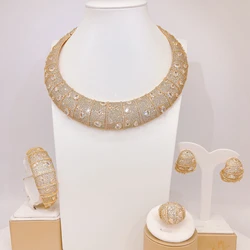 Yulaili factory handmade stunning American Zirconia Jewelry Set gorgeous trendy Necklace Bracelet Earrings Ring Set For Wedding