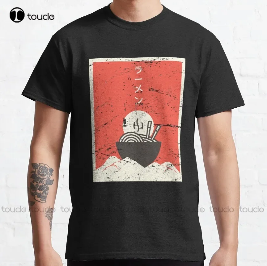 Vintage Japanese Anime Ramen Classic T-Shirt Red T Shirt High Quality Cute Elegant Lovely Kawaii Cartoon Sweet Cotton Tee Shirts