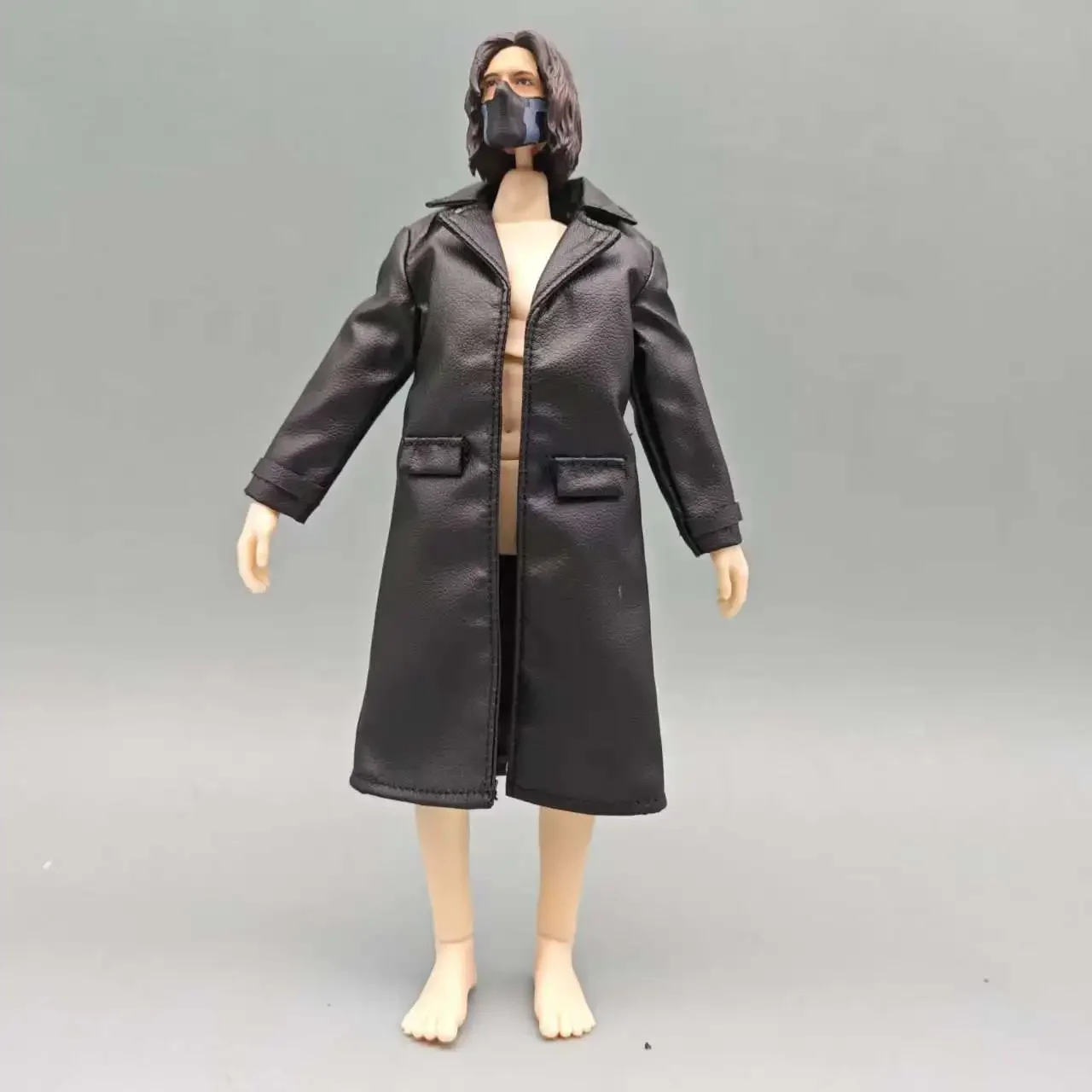 

1/12 Scale Black Pu Leather Coat Model for 6" Action Figures Male Model Outfit Model Action Figure Toys