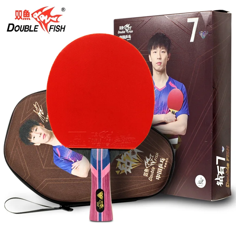 

DOUBLE FISH Table Tennis Racket Diamond 7 Star Professional Ping Pong Racket Paddle 5 Wood Carbon Bat Good Speed & Control