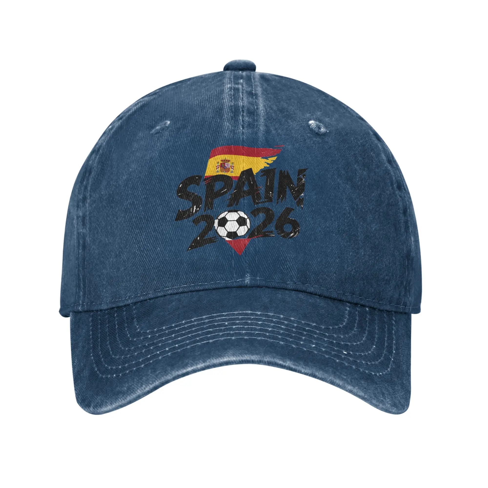 New Spain National Team Football Fan 2026 Washed Cotton Baseball Cap Adjustable Unisex Casual Sports Hat For Supporters