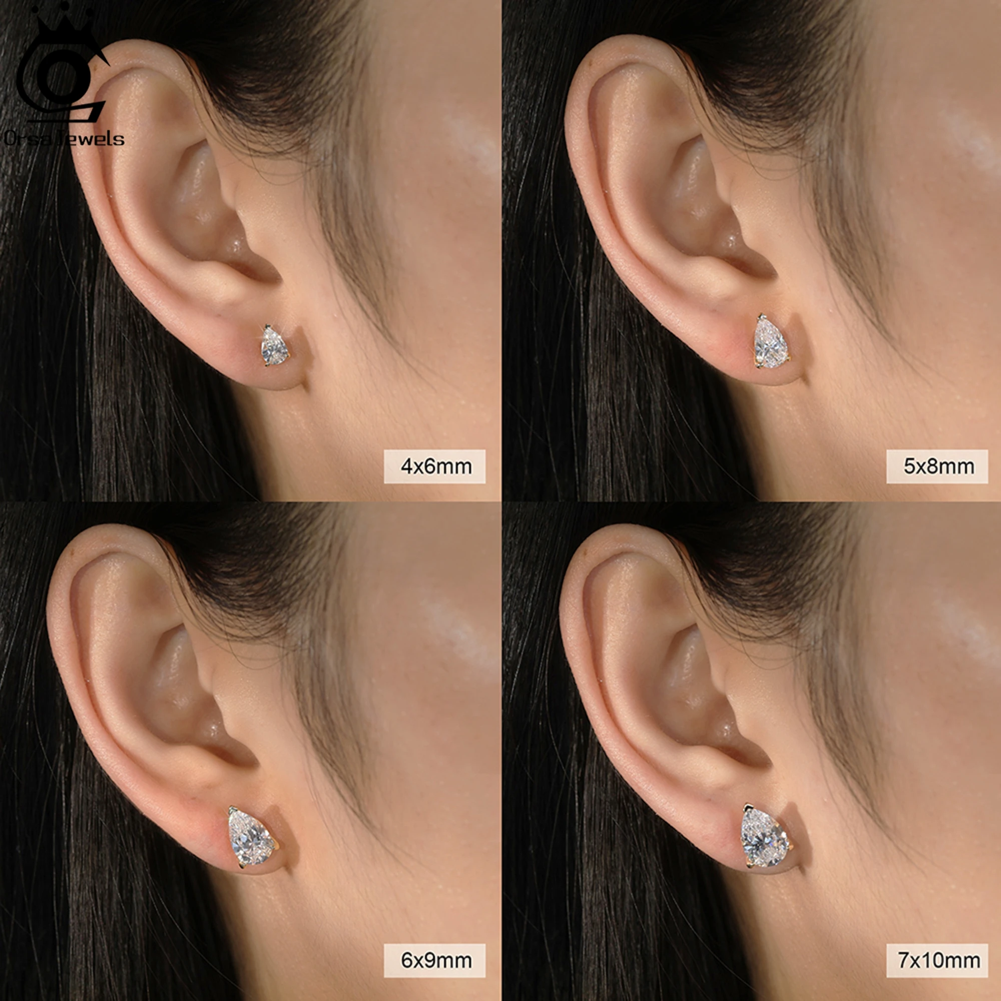 ORSA JEWELS 925 أقراط من الفضّة الاسترليني مع قطرة الماء قطع زركونيا حجر، مجوهرات أنيقة وخالدة للنساء LZE02