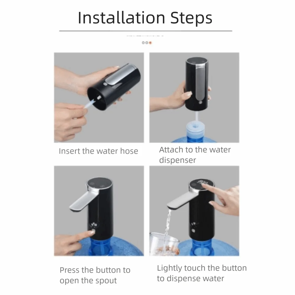 

USB перезаряжаемый автоматический водяной цифровой дисплей, складной электрический диспенсер для воды, насос, 3-скоростная регулировка