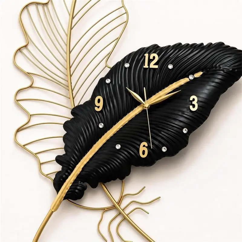 B23B Feather-Shaped Wall Decor, Elegant Metal For The Living Room Wall Art, Stylish Design Exquisite