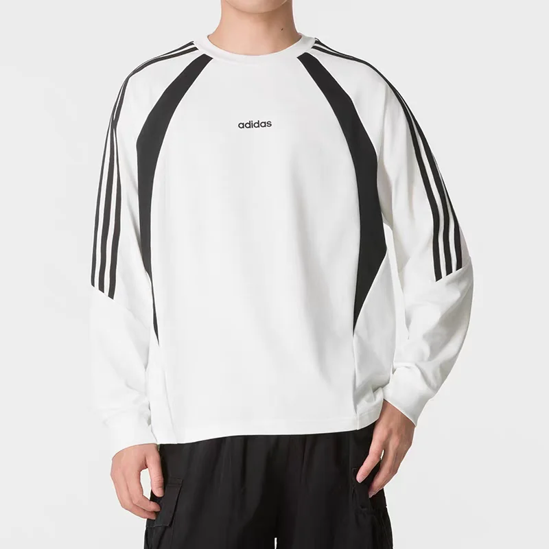 2026-new-adidas-men-kz2930-regular-fit-black-red-color-block-long-sleeve-classic-3-stripes-daily-sports-top