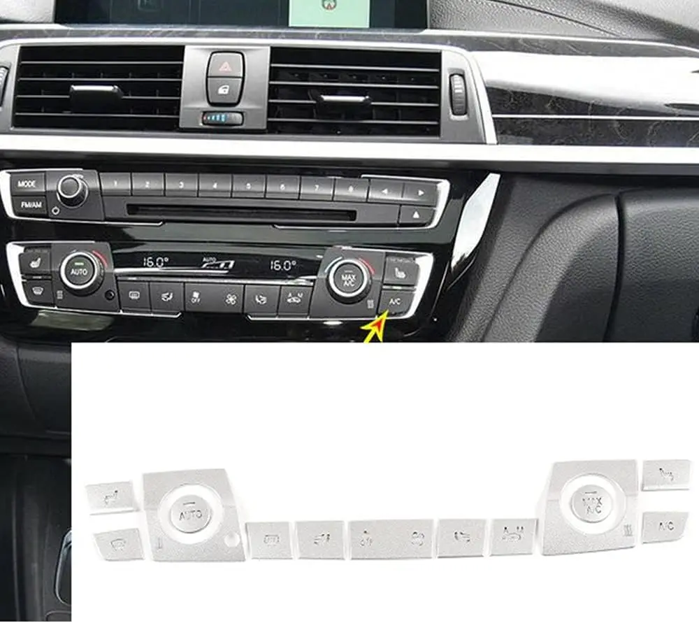 Fit For BMW 3 Series F30 F32 F33 F36 2013-2019 Alloy Central Control Air Conditioner Shortcut Digital Button Sticker Interior