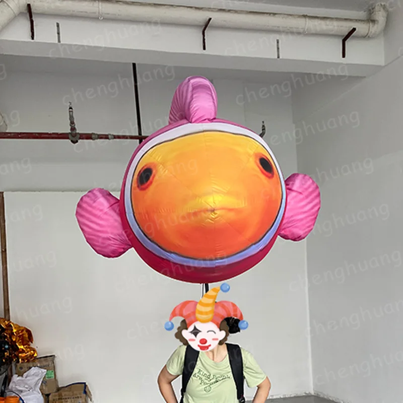 팽창식 분홍색 손잡이 물고기, 동물 에어 모델, 송풍기 포함, 야외 광장, 쇼핑몰 장식, 퍼레이드 장식