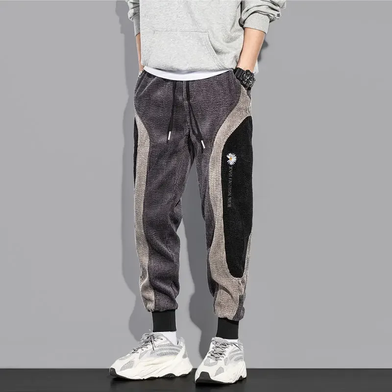 Patchwork Corduroy Pants Men Sweatpants Casual Loose Trouser Joggers Pant Men Clothing Streetwear Cargo Pants New Hip Hop