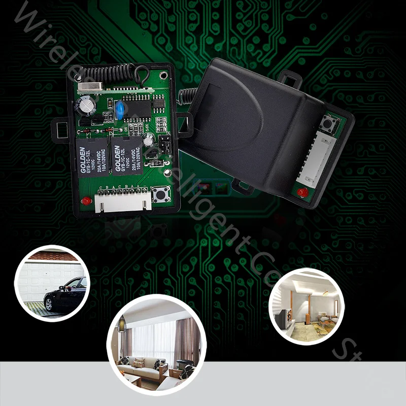 Universal Two Channel 433Mhz RF Wireless Smart Receiving Transmitter Receiver 12-24v DC garage door