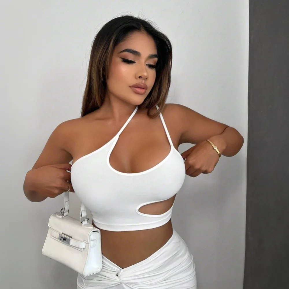 

Сексуальная трансграничная женская футболка с асимметричным воротником и дизайном из хлопка, вязаная зимняя футболка из чистого хлопка