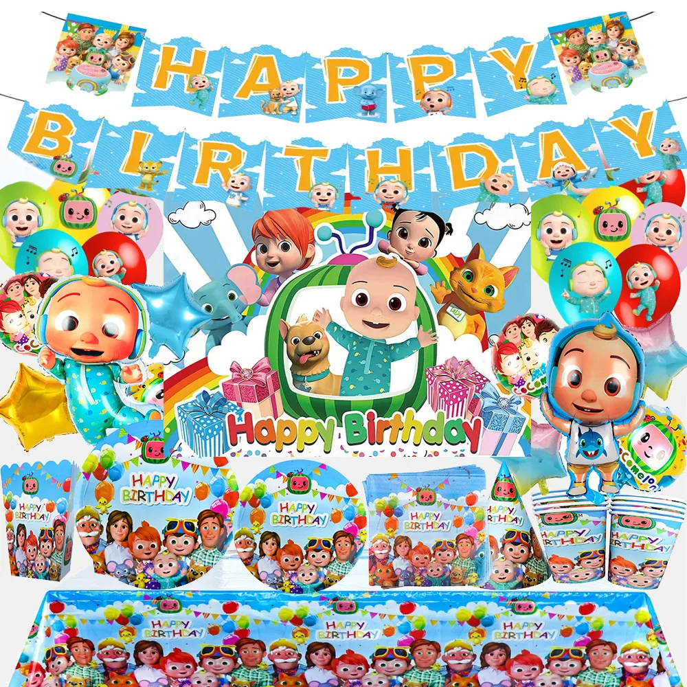 

Cartoon Baby Cocoomelonies JJ Theme Birthday Party Decoration disposable kid Event Supplie Latex Aluminum Foil Balloon kid Gift