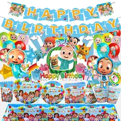 Cartoon Baby Cocoomelonies JJ Theme Birthday Party Decoration disposable kid Event Supplie Latex Aluminum Foil Balloon kid Gift