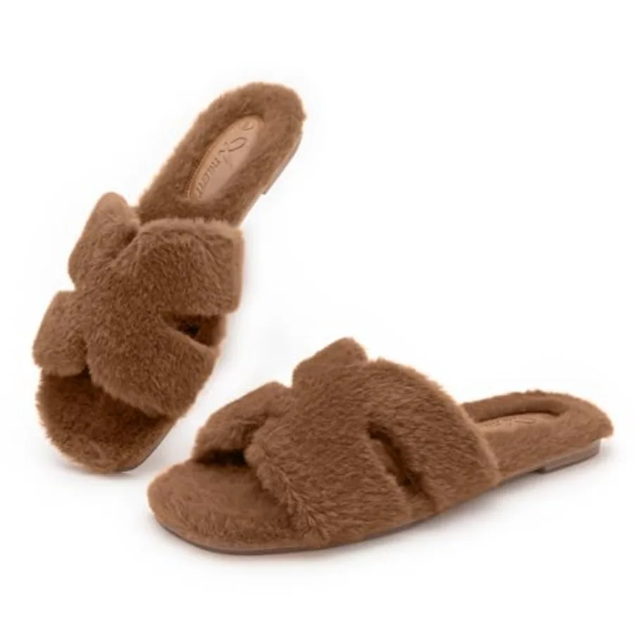 

Женские пушистые тапочки Athlefit: милые, удобные, с открытым носком, для дома, спальни, для подружек невесты