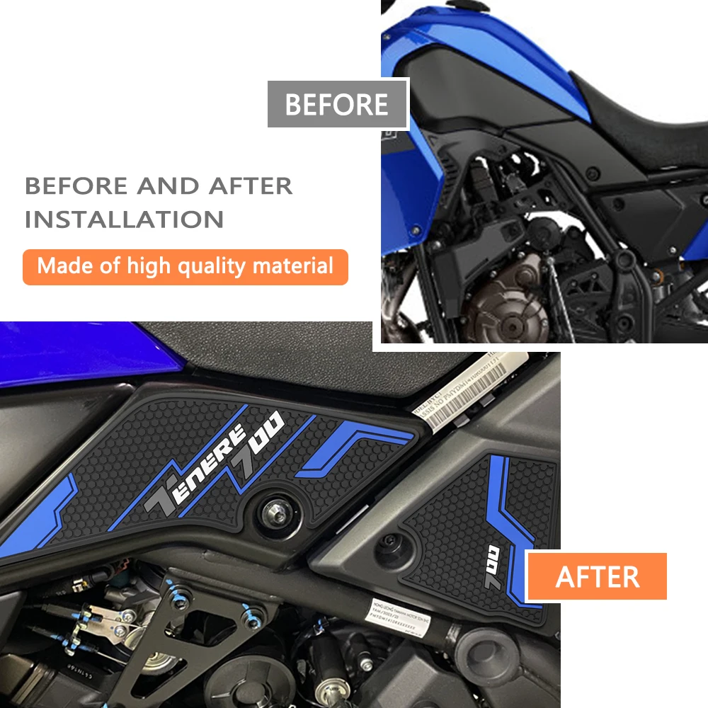 Para YAMAHA Tenere 700 T700 XTZ 700 2019-2023 Protector antideslizante almohadilla de depósito pegatina Gas rodilla agarre tracción almohadilla lateral calcomanía