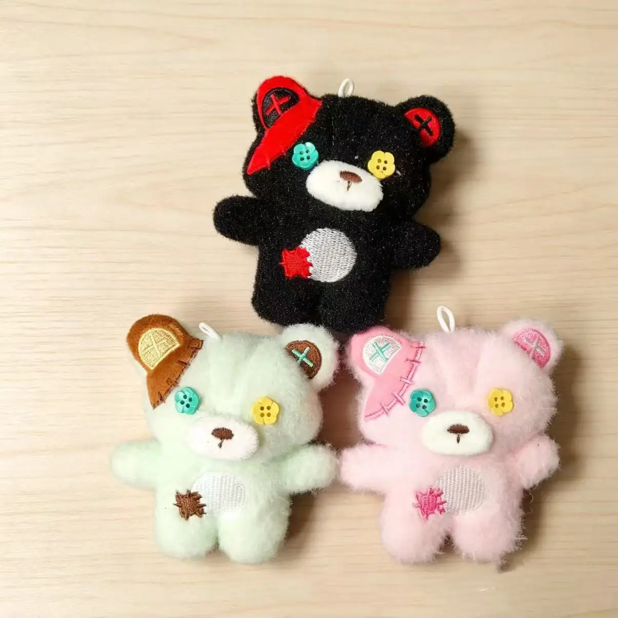 1Pc Mini Cartoon Plush Bear Doll Toy Keychain Sweet Cute Bag Pendant Charms Car Keyring Accessories For Girl Couples Kawaii Gif