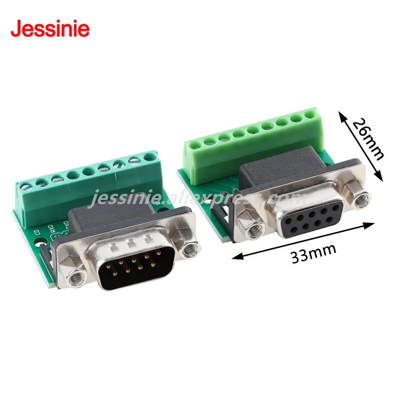 5pcs/1pc DB9 DR9 Male Female Adapter Cable Signals Terminal Module RS232 RS485 Serial Port COM to Terminal 9Pin 9-Hole Connector
