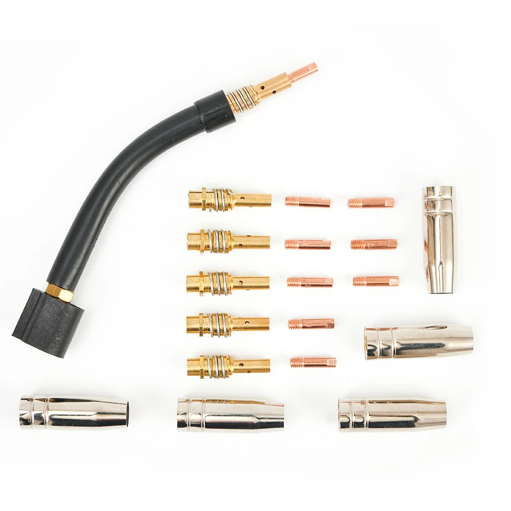 

Gas Nozzle Welding Accessories Gooseneck Holder 21PCS Air Cooled Contact Tip For Welder MB15AK MIG Neck Set High Quality