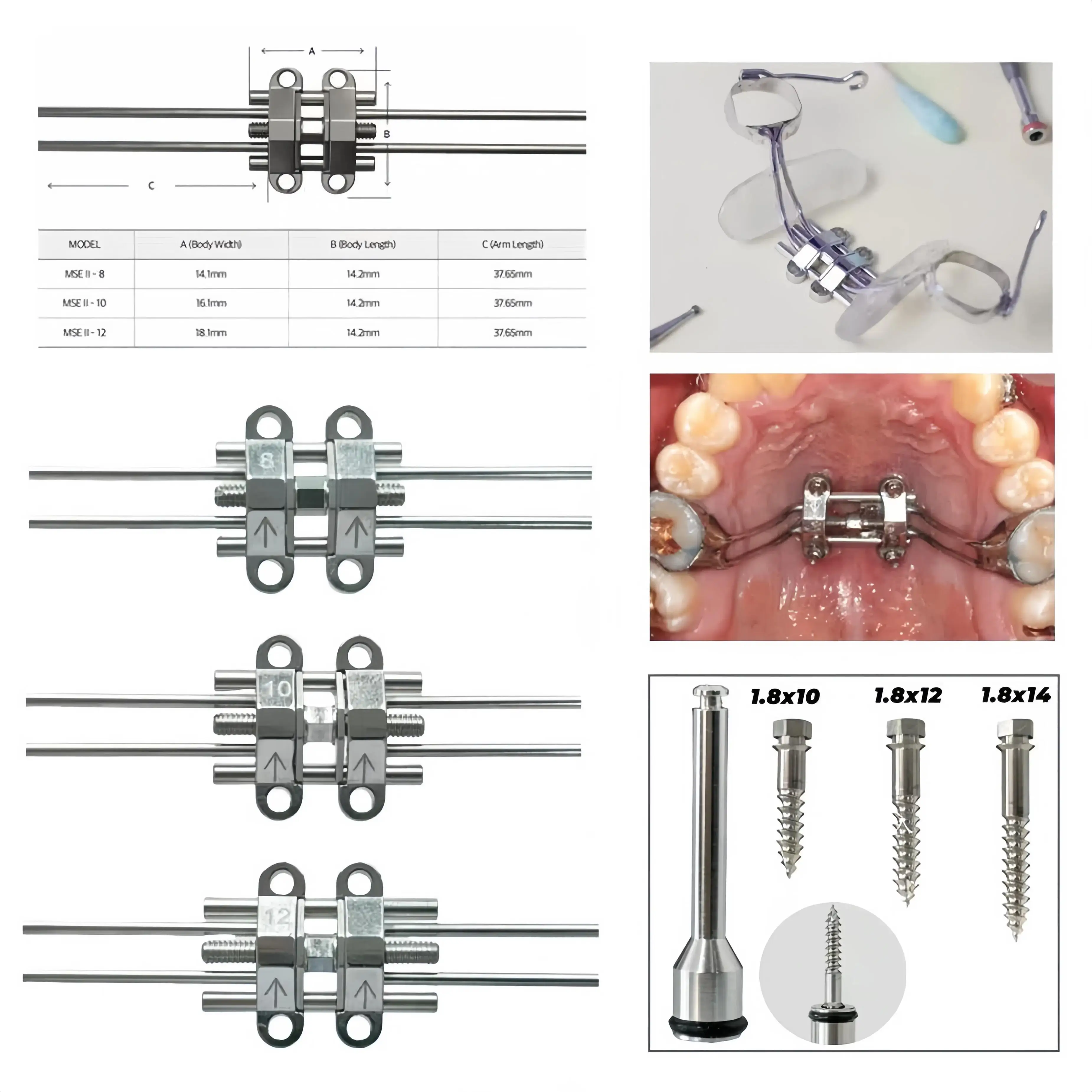 MSE Maxillary Skeletal Expander Dental MSE-II 8mm 10mm 12mm Orthopaedic Mid Facial Parallel Expansion ACR Screw Kit Fits BMK